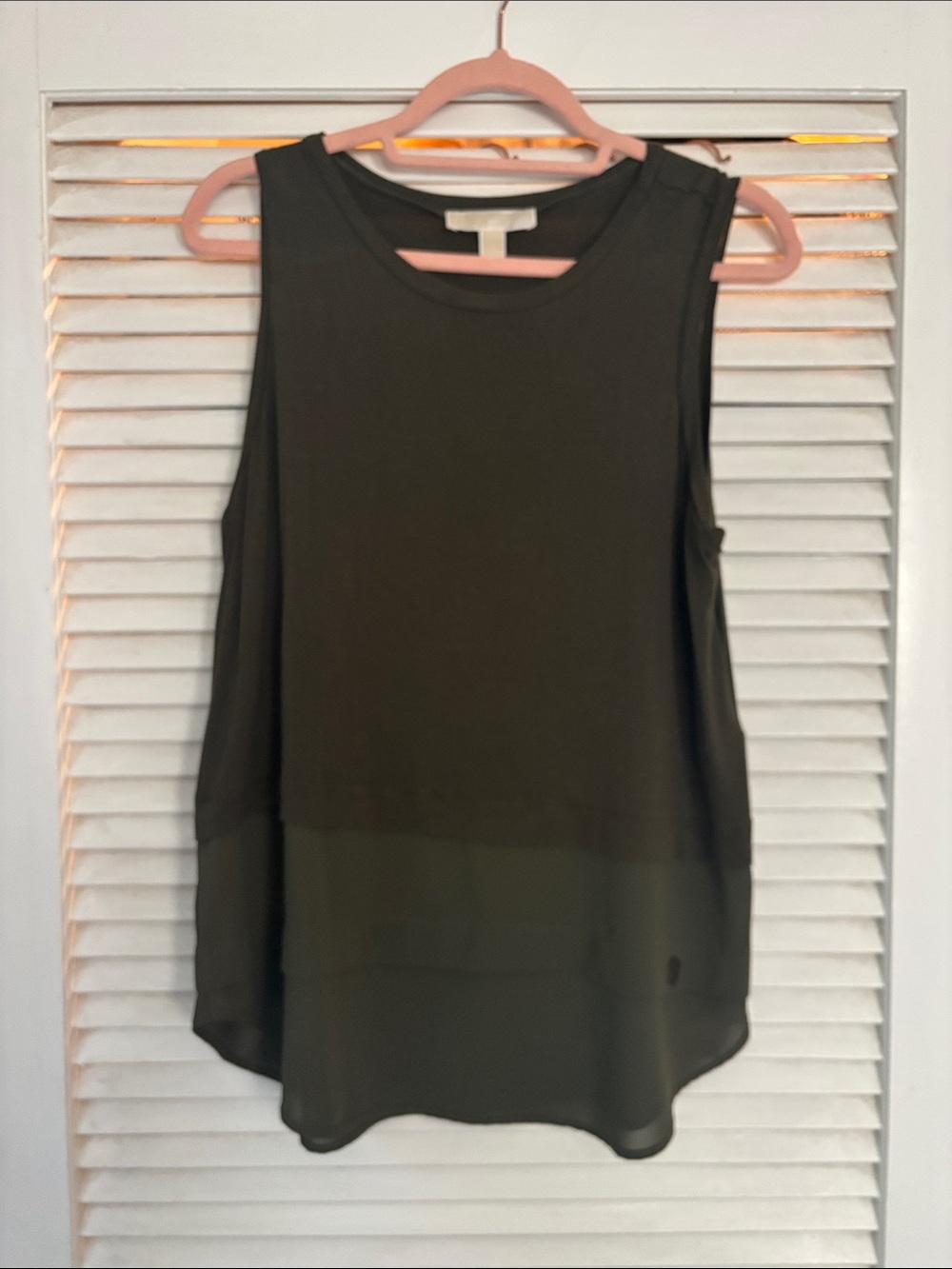 Layered Sleeveless Tank Top - Olive